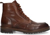 Manfield - Heren - Bruine leren veterboots - Maat 42