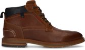 Manfield - Heren - Bruine leren veterboots - Maat 40