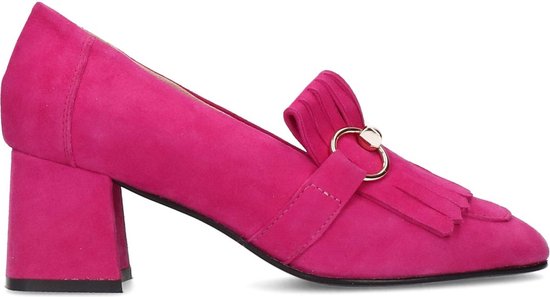 Manfield - Dames - Roze suède loafer pumps - Maat 40