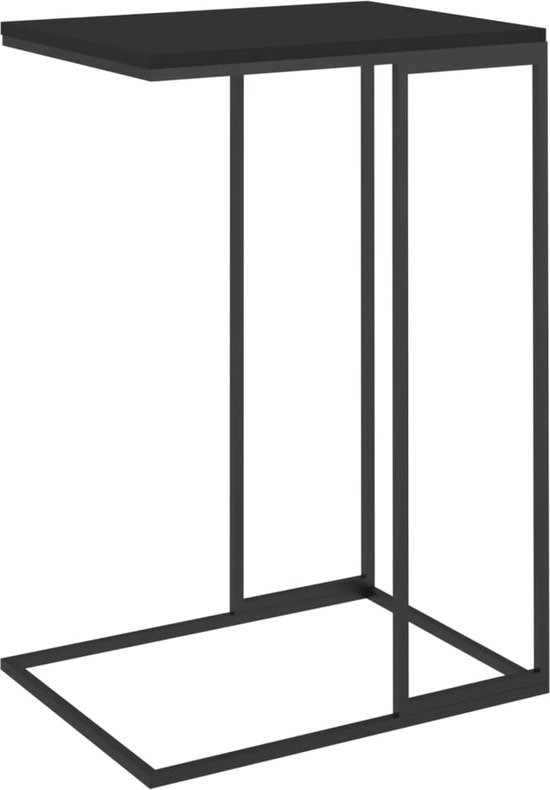 The Living Store C-vormige bijzettafel - 40 x 30 x 59 cm - zwart - spaanplaat en staal