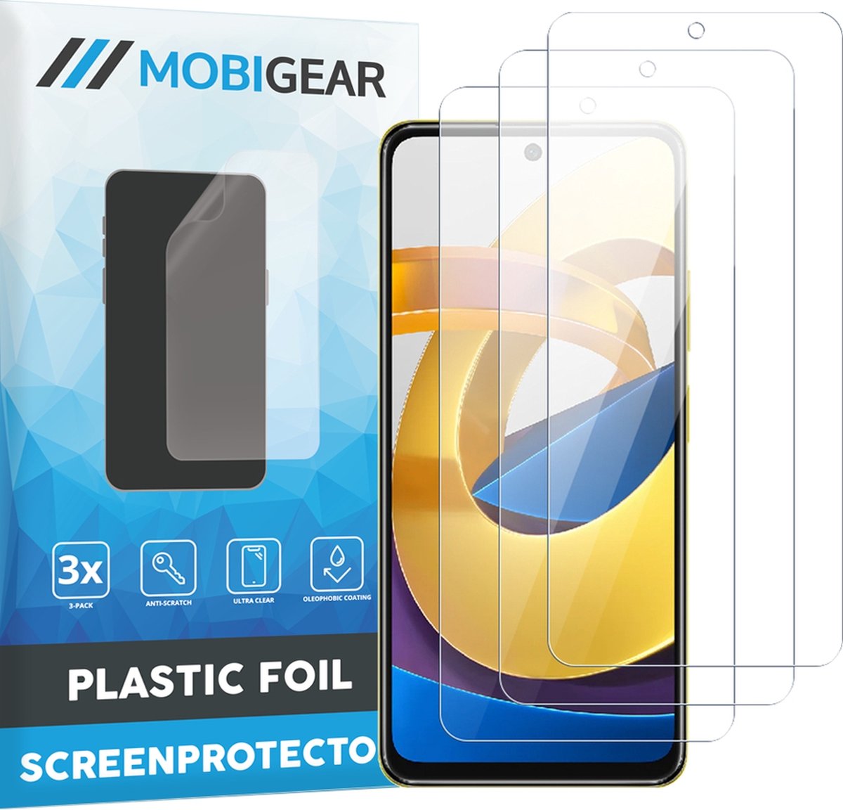 Mobigear Screenprotector geschikt voor POCO X4 Pro 5G | Mobigear Screenprotector Folie - Case Friendly (3-Pack)