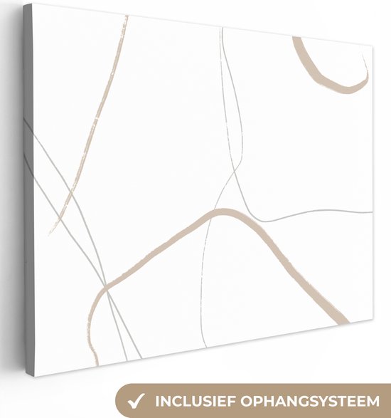 Canvas schilderij 160x120 cm - Wanddecoratie Abstract - Minimalisme - Line art - Muurdecoratie woonkamer - Slaapkamer decoratie - Kamer accessoires - Schilderijen
