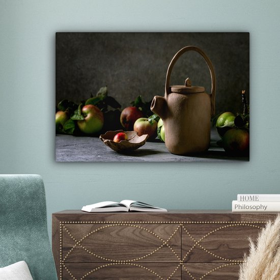 Toile Peinture Théière - Thee - Nature Morte - 150x100 cm - Décoration murale