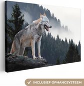 Tableau Toile Loup - Animal - Forêt - 180x120 cm - Décoration murale XXL