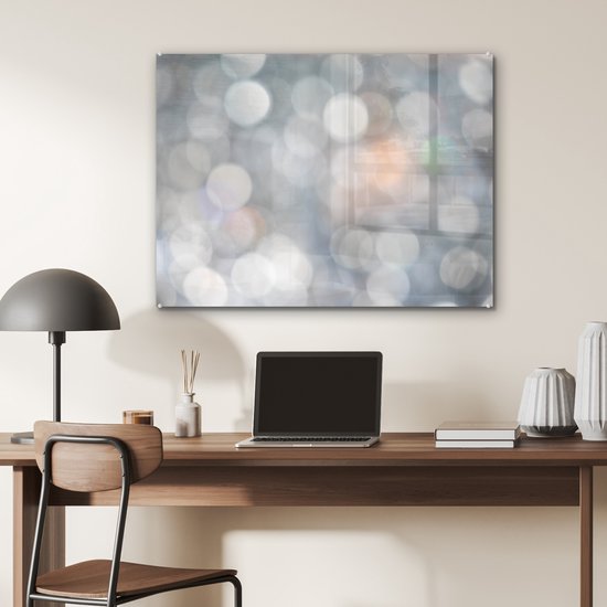® Glasschilderij 80x60 cm - Schilderij acrylglas - Licht - Abstract - Vormen - Foto op glas - Muurdecoratie woonkamer - Wanddecoratie slaapkamer - Schilderijen