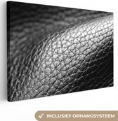 Canvas Schilderij Leer - Structuur - Zwart - Licht - 60x40 cm - Wanddecoratie