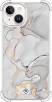 Casimoda® hoesje - Geschikt voor iPhone 14 - Marmer Grijs - Shockproof case - Extra sterk - Siliconen/TPU - Grijs, Transparant