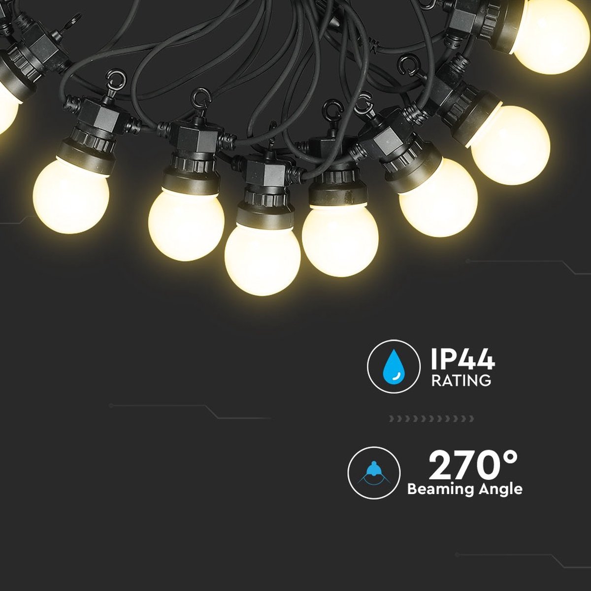 V-TAC VT-71510 guirlande lumineuse led 5mt avec 10 mini ampoules à