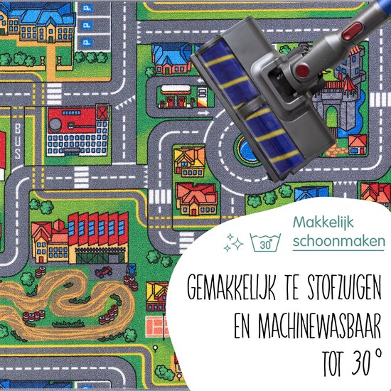 Carpet Studio Playcity Speelkleed - Speelmat 95x200cm - Vloerkleed Kinderkamer - Anti-slip Speeltapijt - Verkeerskleed - Meerkleurig van Carpet Studio — afbeelding 5