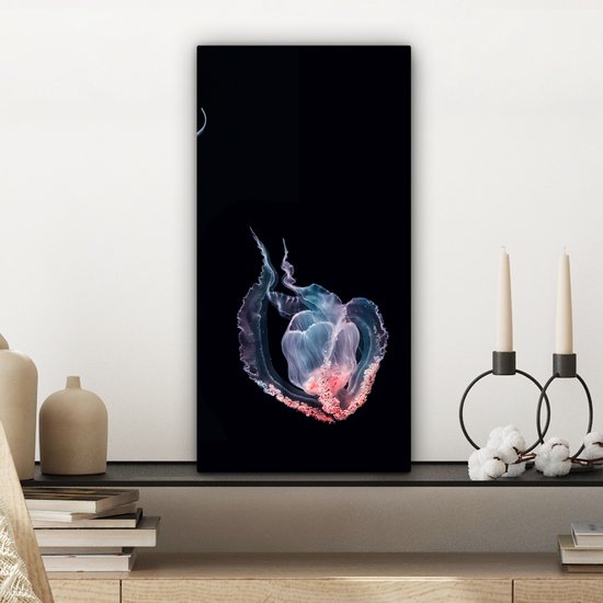Tableau sur toile Méduse - Animaux aquatiques - Zwart - 20x40 cm - Décoration murale