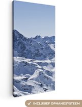 Canvas Schilderij Alpen - Berg - Sneeuw - 20x40 cm - Wanddecoratie