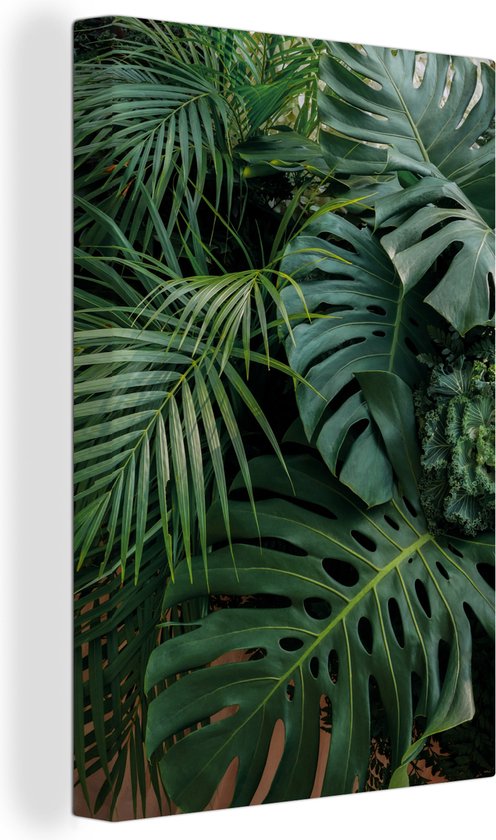 Canvas Schilderij Planten - Jungle - Bladeren - Tropisch - 60x90 cm - Wanddecoratie
