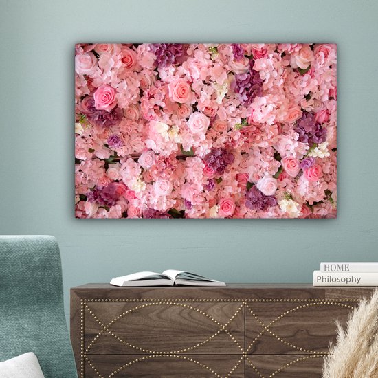 Peintures sur Toile Fleurs - Rose - Roses - 60x40 cm - Décoration murale