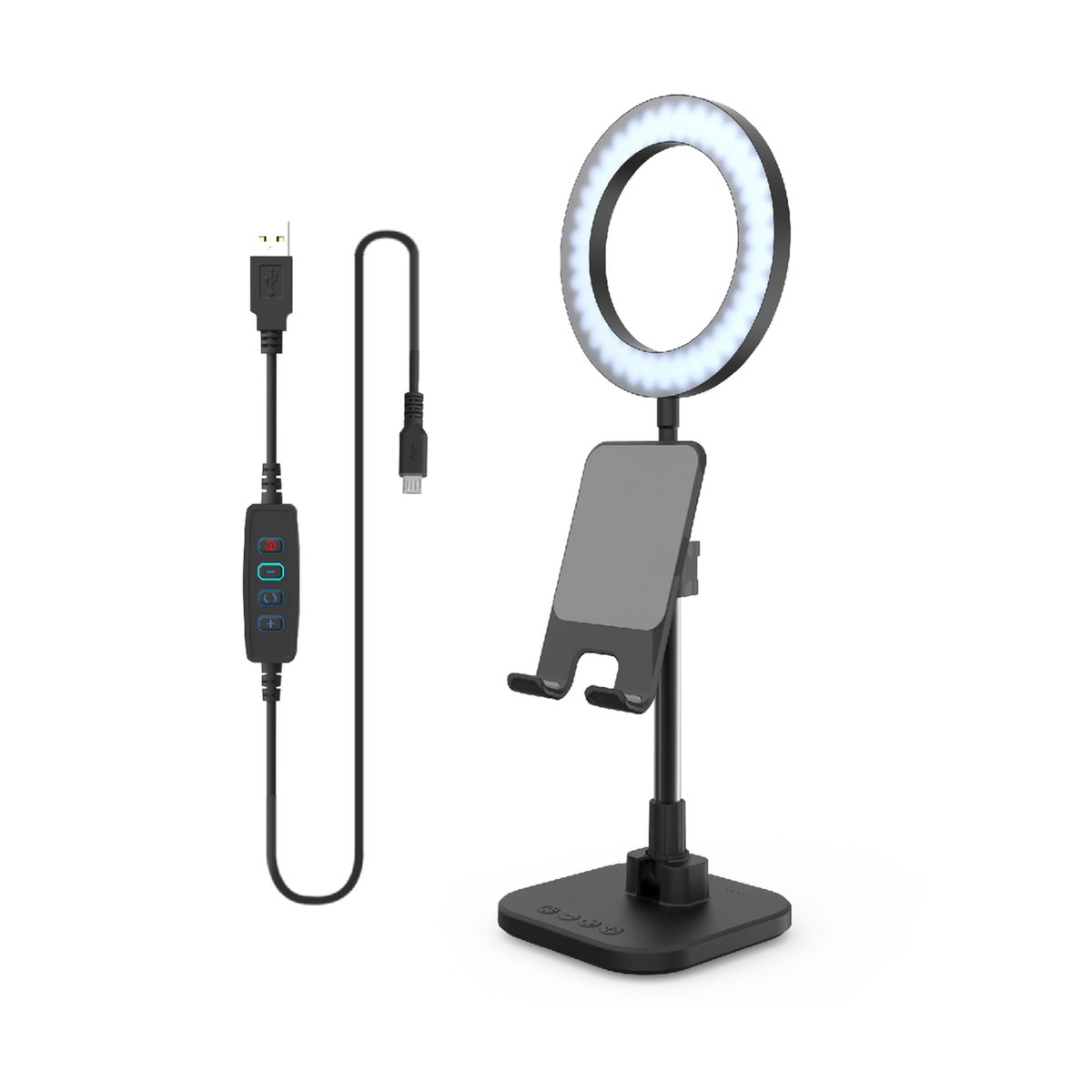 DigiPower Video Conferencing Light Stand - 36 LED - Videocalls - Smartphone/ Tablet - USB Power charger - TikTok, YouTube - Zwart