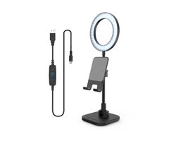 DigiPower Video Conferencing Light Stand - 36 LED - Videocalls - Smartphone/ Tablet - USB Power charger - TikTok, YouTube - Zwart