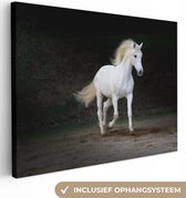 Canvas Schilderij Paarden - Zand - Donker - 40x30 cm - Wanddecoratie