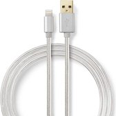 Nedis USB-Kabel | USB 2.0 | Apple Lightning 8-Pins | USB-A Male | 480 Mbps | Verguld | 3.00 m | Rond | Gebreid / Nylon | Aluminium | Cover Window Box