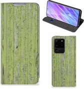 Geschikt voor Samsung Galaxy S20 Ultra Book Wallet Case Green Wood
