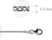 Gisser Jewels - Anker Ketting met Karabijnsluiting - 1.3mm Dik - Lengte 70cm - Gerhodineerd Zilver 925