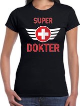 Super dokter cadeau t-shirt zwart voor dames 2XL