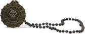 Atosa Verkleed sieraden ketting met skull - zwart - dames - kunststof - Heks/Piraat