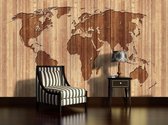 World Map Wood Photo Wallcovering