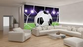Fotobehang Voetbalnet - vlies - 152 x 104 cm - voetbalkamer - jongens