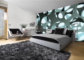 Abstract Modern Blue Grey Cirlces Photo Wallcovering