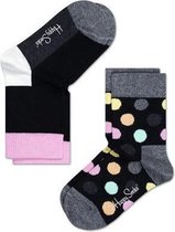 2-pack Happy Socks Kids Big Dot Sokken, Zwart/Grijs/Multi - Maat 19-22