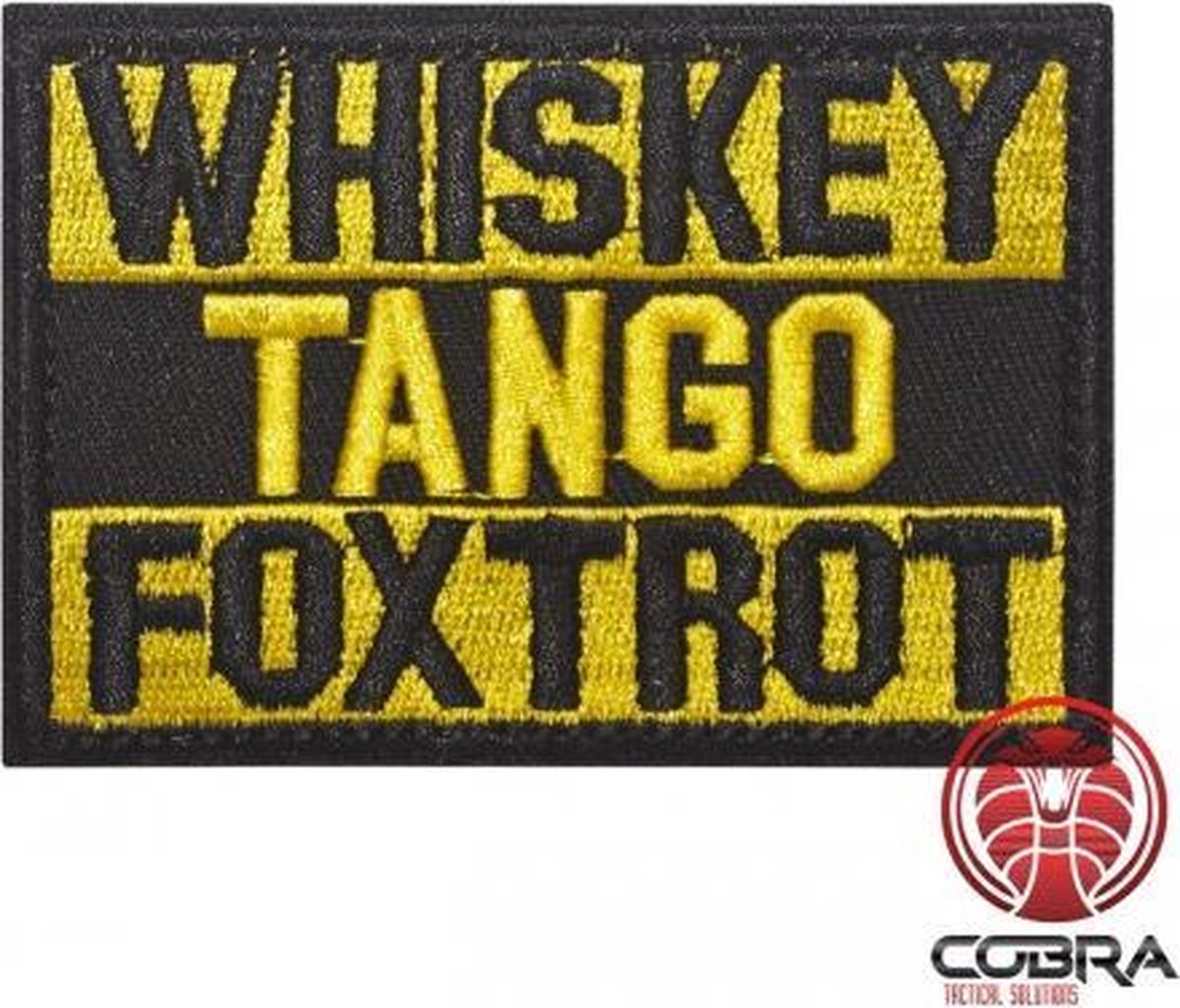 Whisky Tango Foxtrot Gele Geborduurde militaire Patch met klittenband