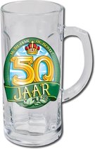 Verjaardag - Bierpul - 50 jaar - In cadeauverpakking met gekleurd lint