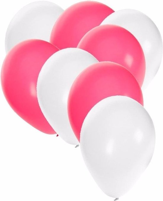 30x ballons blanc et rose - 27 cm - décoration blanc / rose