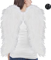 relaxdays vleugels verkleedkleding XXL - engelenvleugels - engelkostuum - kunstveren wit