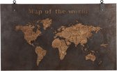 Wanddecoratie Map of the World rusty naturel 140 cm