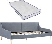 Dagbedframe met traagschuim matras stof lichtgrijs