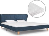 Bed met matras stof blauw 180x200 cm