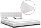 Bed met matras kunstleer wit 140x200 cm