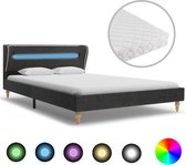Bed met LED en matras jute donkergrijs 120x200 cm