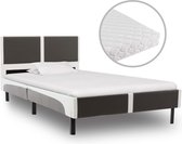 Bed met matras kunstleer grijs en wit 90x200 cm