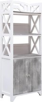 Badkamerkast 46x24x116 cm paulowniahout wit en grijs
