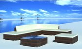 8-delige Loungeset met kussens poly rattan bruin (incl. Fleecedeken)