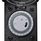 Buitenstopcontact op zuil met tijdschakelaar - Staal en kunststof - Zwart - 15,5 x 15,5 x 40,5 cm (L x B x H) - 2 stopcontacten -