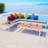 4-delige Loungeset met kussens aluminium en HKC