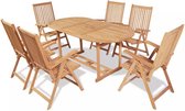 7-delige Tuinset met klapstoelen massief teakhout