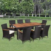 9-delige Tuinset met kussens poly rattan