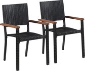 Tuinstoelen 2 st poly rattan zwart
