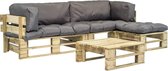 4-delige Loungeset pallet met grijze kussens FSC hout