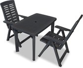 3-delige Bistroset - Kunststof - Antraciet - (incl. Fleecedeken)