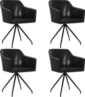 Eetkamerstoelen draaibaar 4 st kunstleer zwart