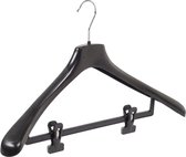 De Kledinghanger Gigant - 40 x Mantel / kostuumhanger kunststof zwart met schouderverbreding en anti-slip knijpers, 50 cm